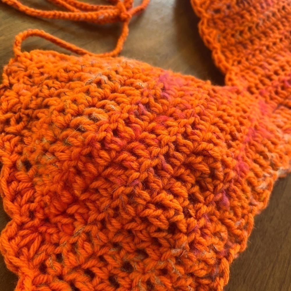 ORANGE ANGORA BLEND CROCHETED BIKINI - Picture 8 of 15